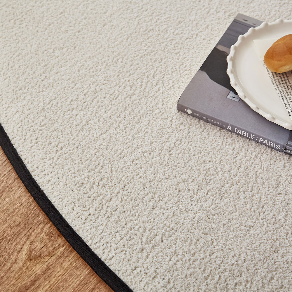 퍼보 라운드 러그 엣지 카페트 블랙, 타원형S(150x200)