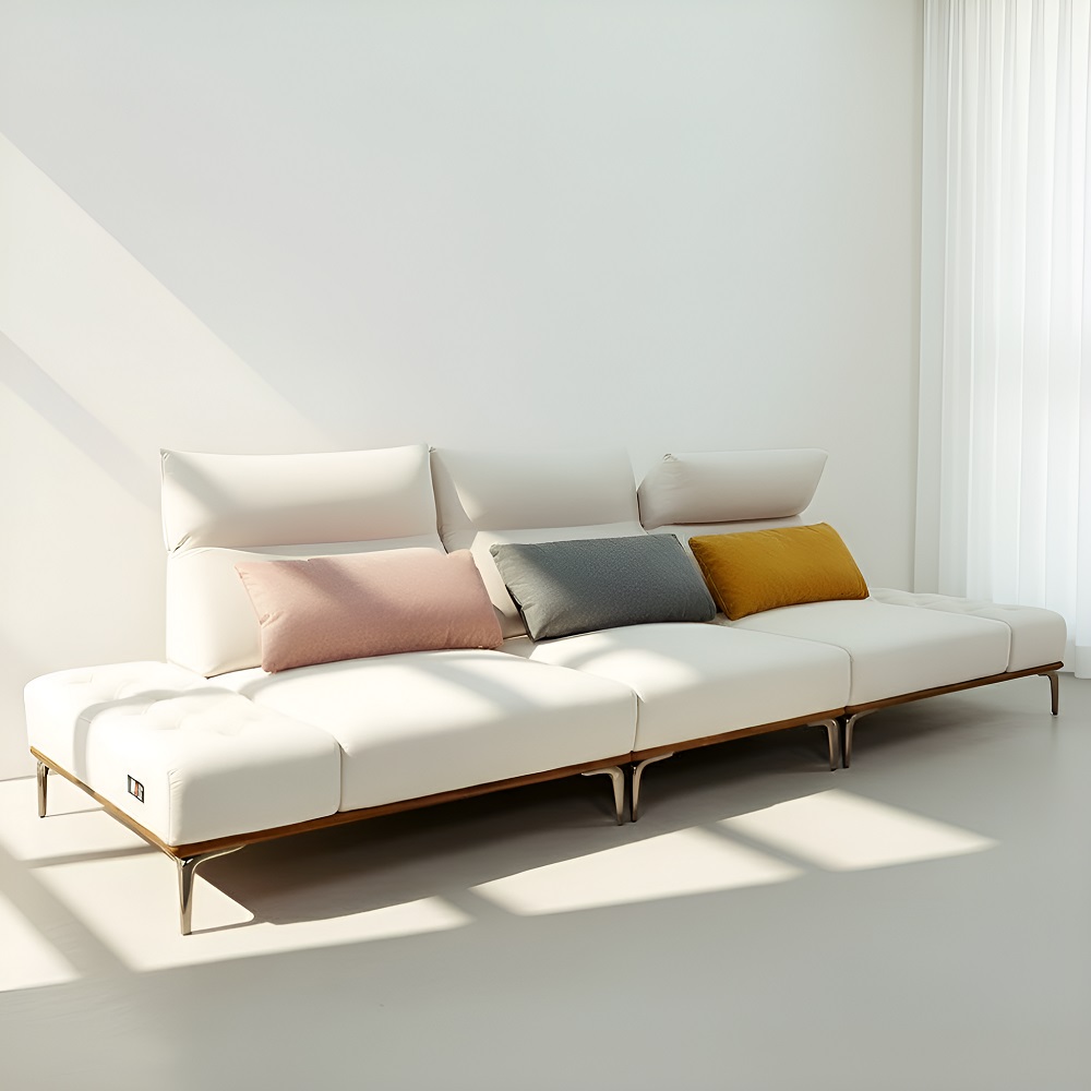 스코나 론데일 애쉬원목 조야 아쿠아텍스 패브릭 소파 스툴미포함, 아이보리, 4인용