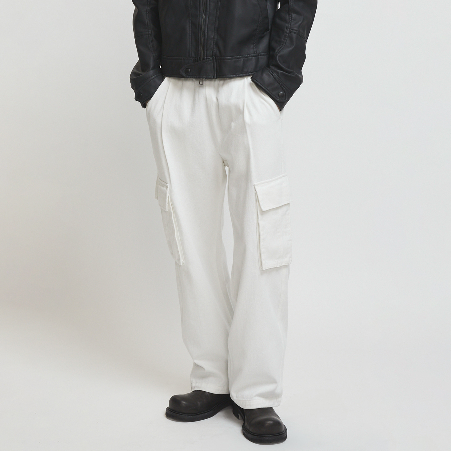 남자 바지 공용 커플 카고 바지 밴딩 팬츠 남자와이드팬츠 - 상세 이미지 4