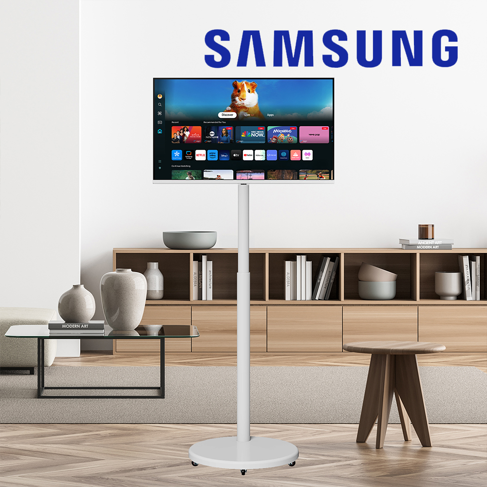 삼성 삼탠바이미 스마트TV IPTV M5+원터치 이동형 무빙 거치대 68.6cm(27인치), 화이트 이동식 스탠드 - 상품 이미지