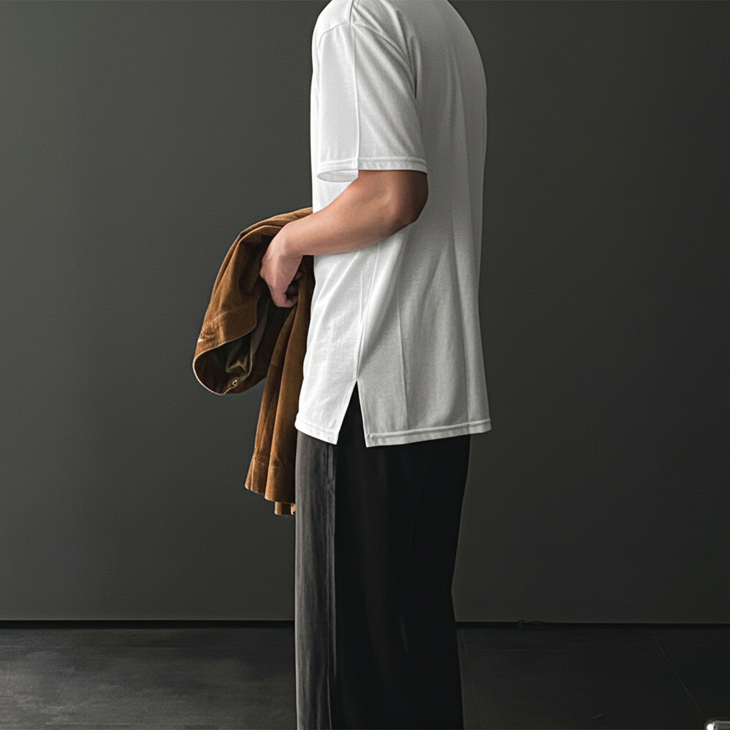 남자레이어드티 남자흰티 흰색면티 무지티셔츠 남성이너 - 상품 이미지