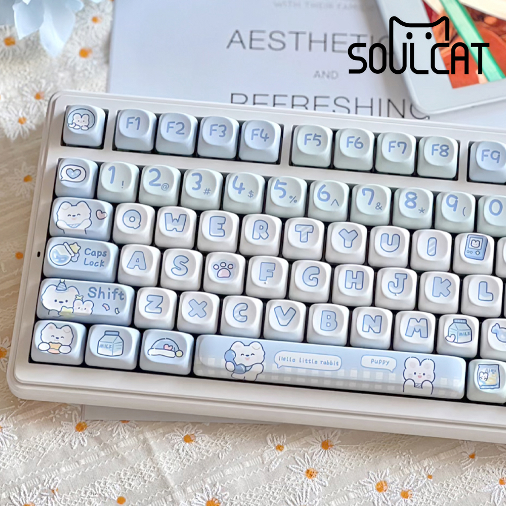 Soulcat PBT 기계식키보드 MOA 조약돌 예쁜 귀여운 염료승화 구름강아지 - 상품 이미지