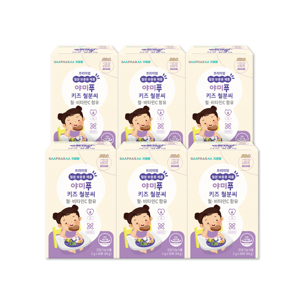 지엠팜 야미푸 키즈 철분씨 어린이 아기 철분제 유아 철분 30포, 6개