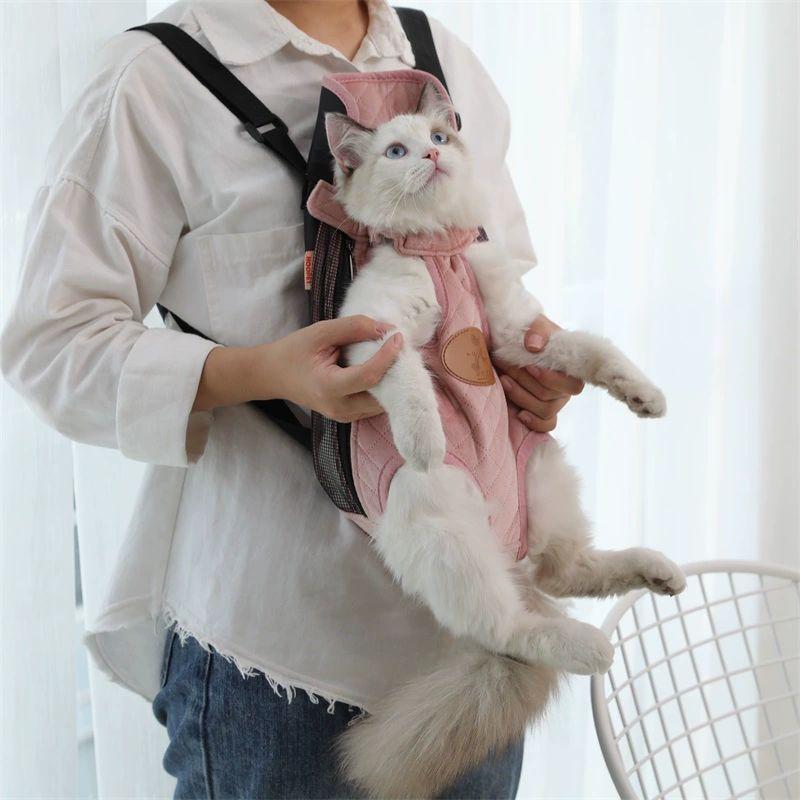 고양이 포대기 산책가방 이동 산책 강아지앞가방 숄더백 반려견 반려동물 이동장 이동가방 데님블루 M 2.5~3.5kg - 상세 이미지 3