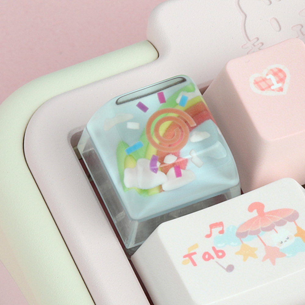 OSHID 포인트 아티산 레진 ESC 키캡 레인보우