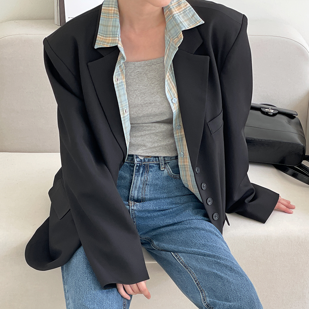오버핏자켓 보이핏자켓 여성블레이저 테일러드자켓 - 상세 이미지 2