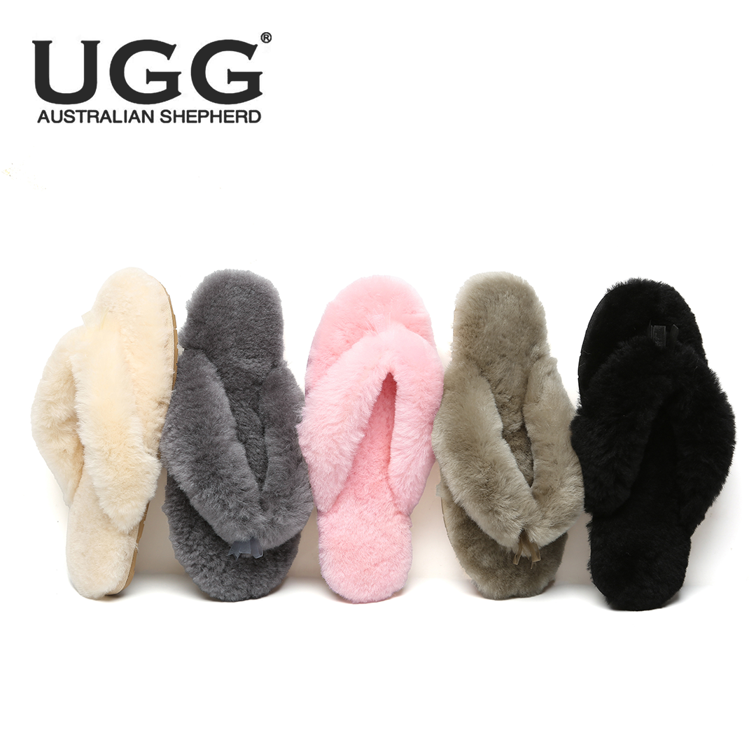 호주 에버어그 FARAH 겨울 미니 리본 퍼 양털 여성 쪼리 슬리퍼 AS2086