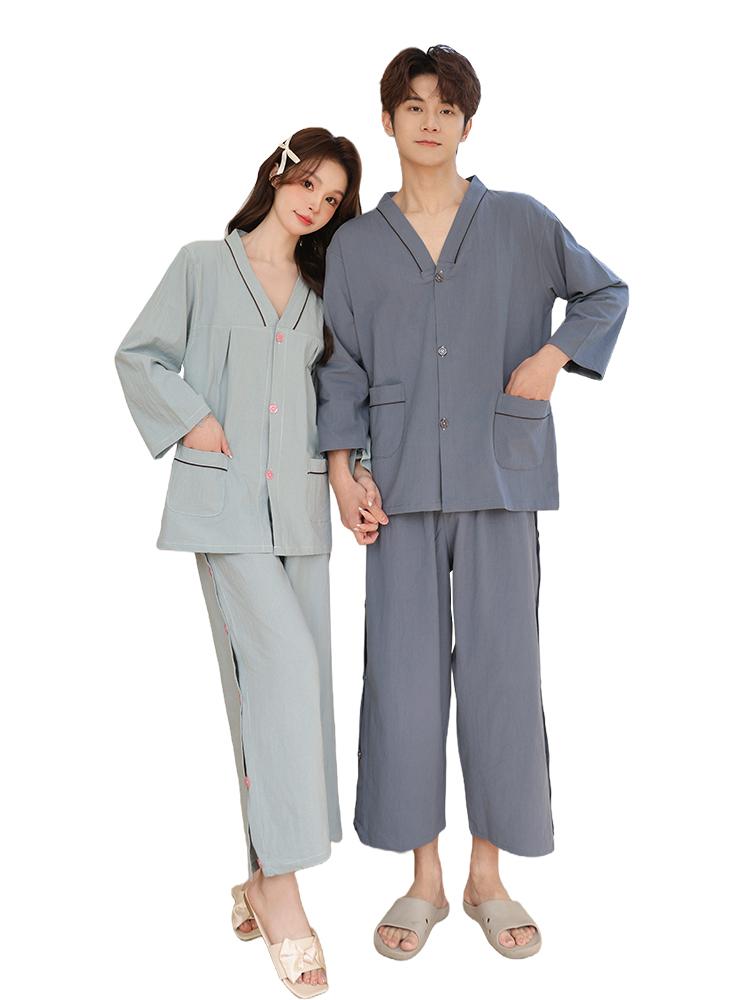 찜질복 숯가마 황토방 사우나 뜸복 한의원 순면 남성 블루 텍스처 코튼 XL 이미지 7