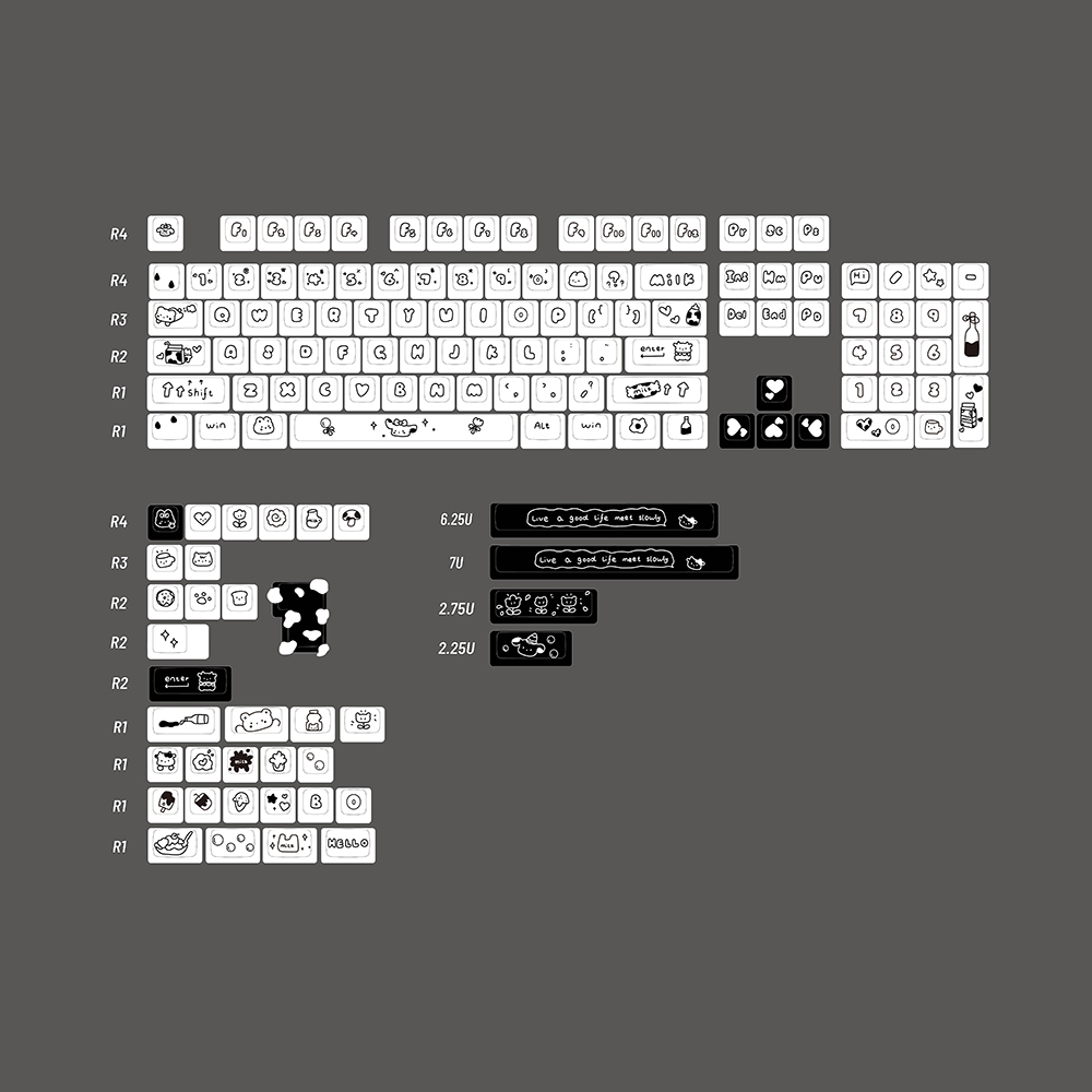 Soulcat PBT 기계식키보드 MOA 조약돌 예쁜 귀여운 염료승화 얼룩송아지 - 상세 이미지 2