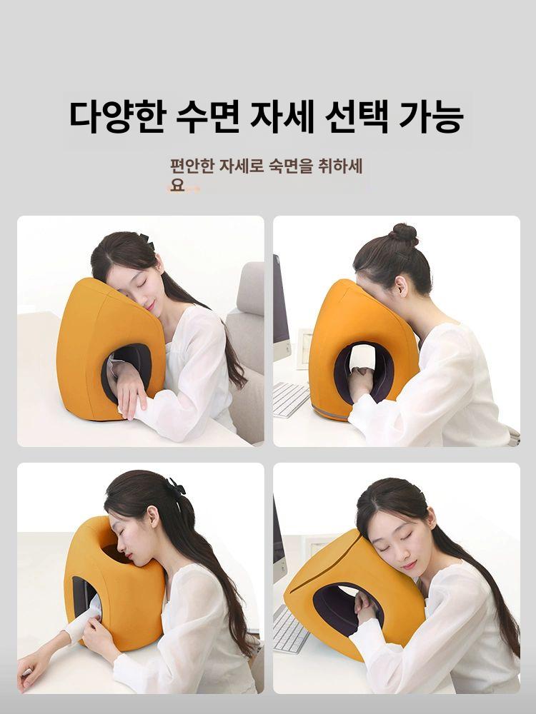 앉아서 자는 베개 빙하 메모리폼 기차 휴식 여행 승무원 엎드려잘때 목보호 패션 글레이셔그레이 - 상세 이미지 5