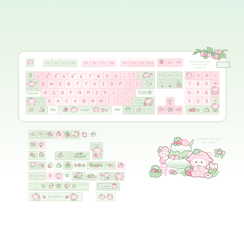 Soulcat PBT 기계식키보드 조약돌 예쁜 귀여운 염료승화 딸기양 - 상세 이미지 3