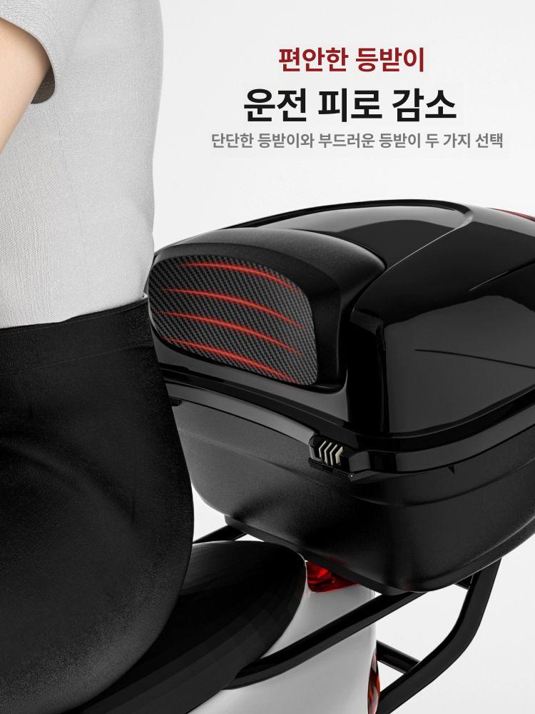 오토바이 탑박스 헬멧 백팩 보관함 리어백 배달통 더블버클 하이바 사이드백 방수 매트블랙 미디엄 블랙 설치액세서리+내부쿠션포함 - 상세 이미지 4