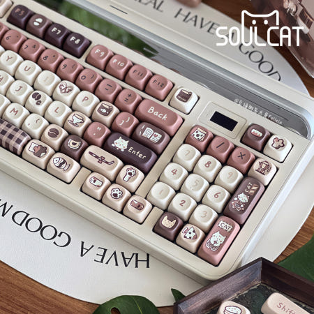 Soulcat PBT 기계식키보드 MOA 조약돌 예쁜 귀여운 염료승화 고양이카페