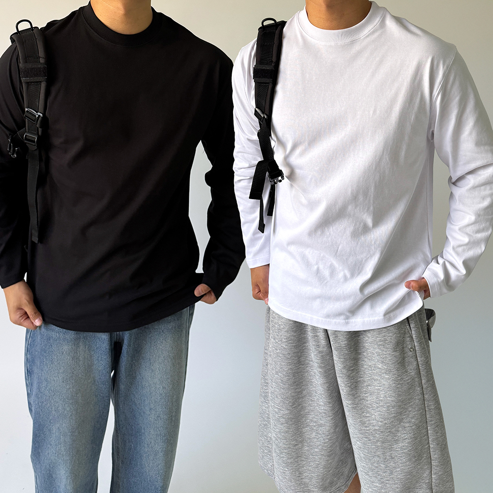 1+1 쭉티 남자레이어드티 무지긴팔티 - 상품 이미지