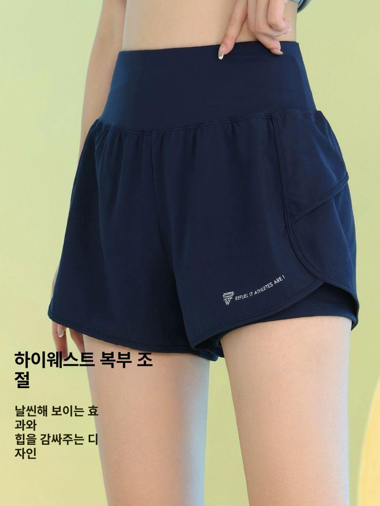 여성 러닝 쇼츠 팬츠 반팔 테니스 투인원 헬스복 드라이핏 숏팬츠 브리프 요가 라인드 연보라 두피스 회갈보라반바지 S - 상세 이미지 5
