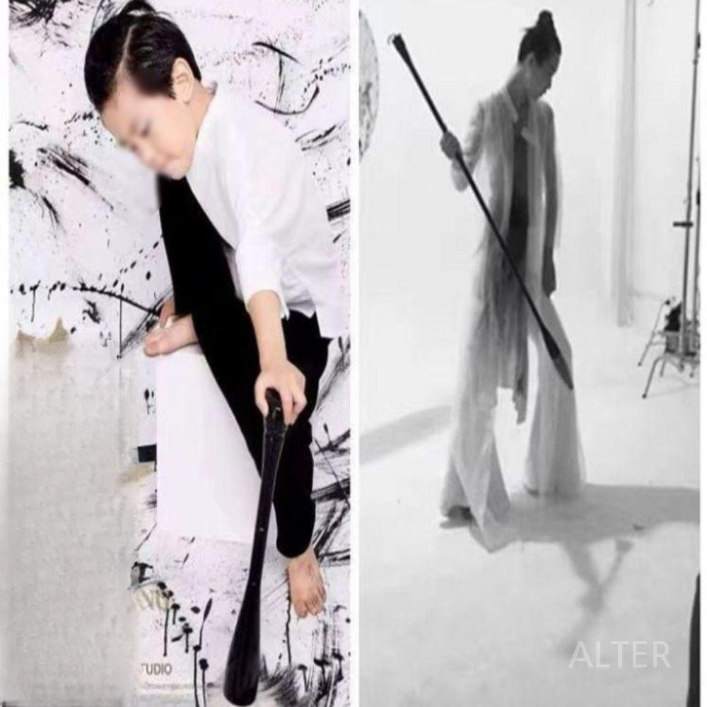대형 붓 퍼포먼스 행사 미술 양털 서예 초대형 캘리그라피 수채화 110cm 길이 6cm 직경 - 상세 이미지 3
