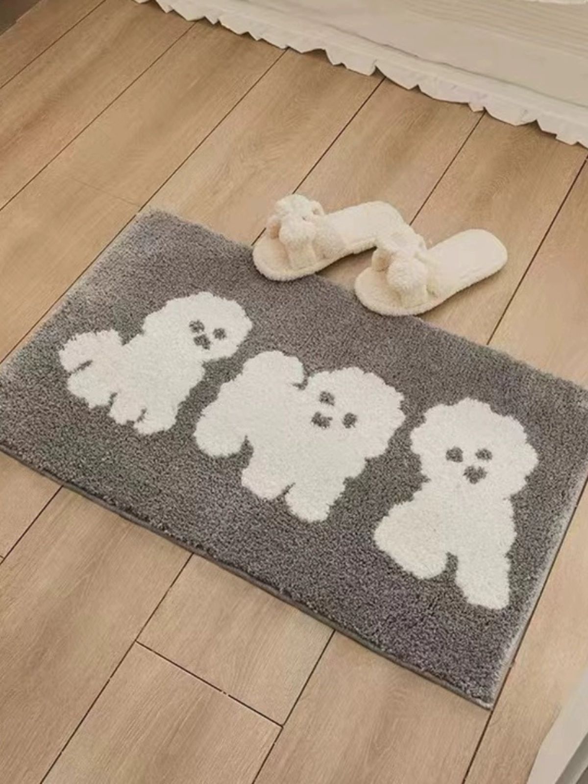 침실카페트 침대 옆러그 화장실 현관 인테리어 부드러운 바닥매트 복도 사계절 러그 카펫트 세 마리 행복한 펭귄 40x60cm 두꺼운 캐시미어 - 상세 이미지 2