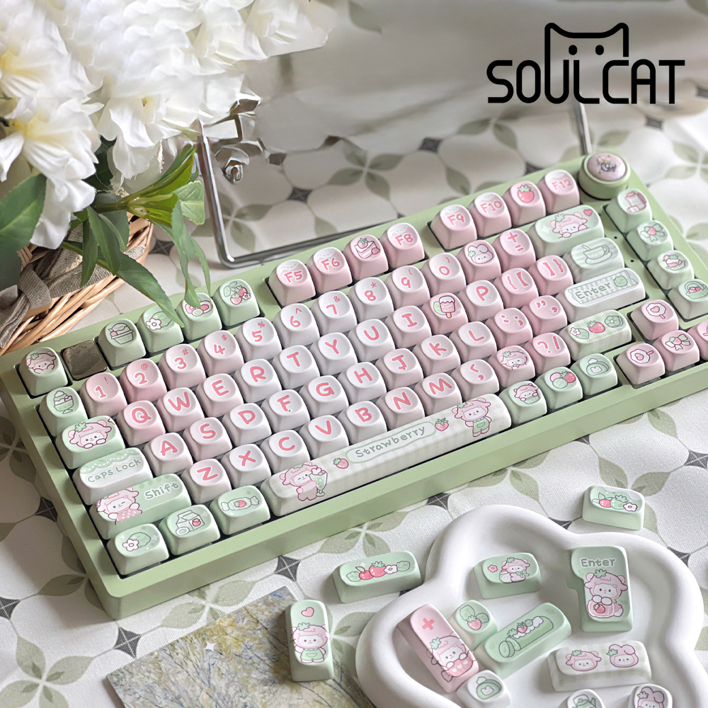 Soulcat PBT 기계식키보드 조약돌 예쁜 귀여운 염료승화 딸기양 - 상품 이미지