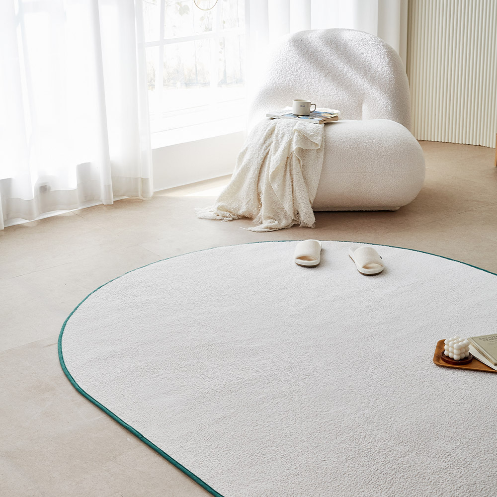 퍼보 라운드 러그 엣지 카페트 블랙, 타원형XL(200x300)