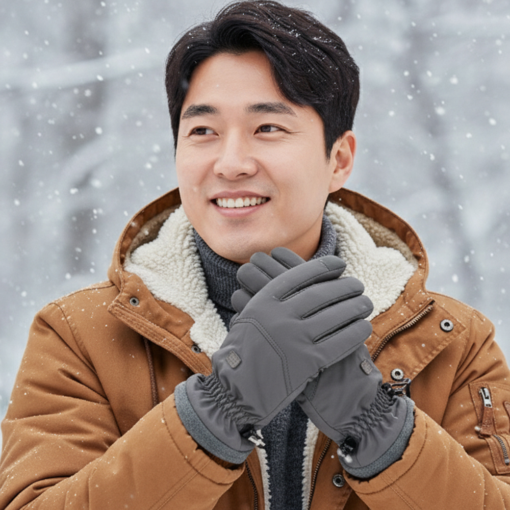 남자 방한 장갑 겨울 동계 털 장갑 아빠 블랙 - 메인 이미지