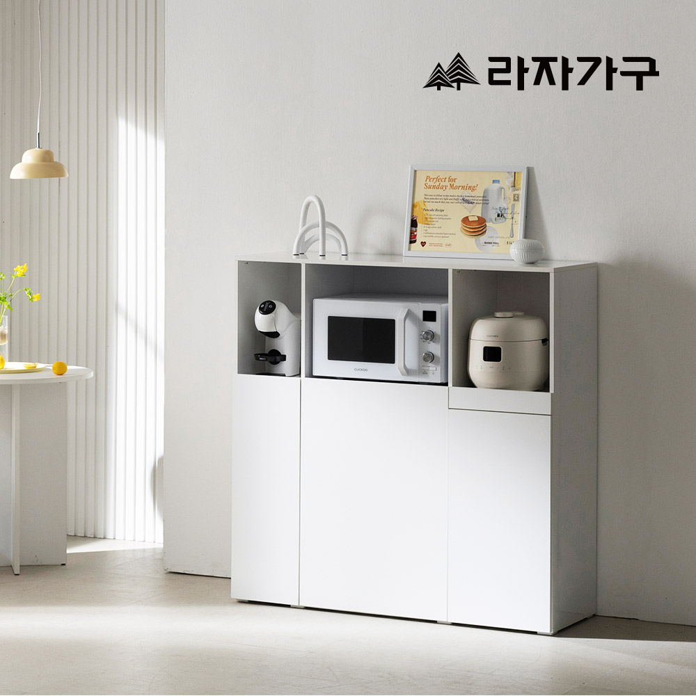 라자가구 에비아 E0 렌지대 밥솥대 전자렌지 주방 수납장 1200x400x1210, 3단, 화이트
