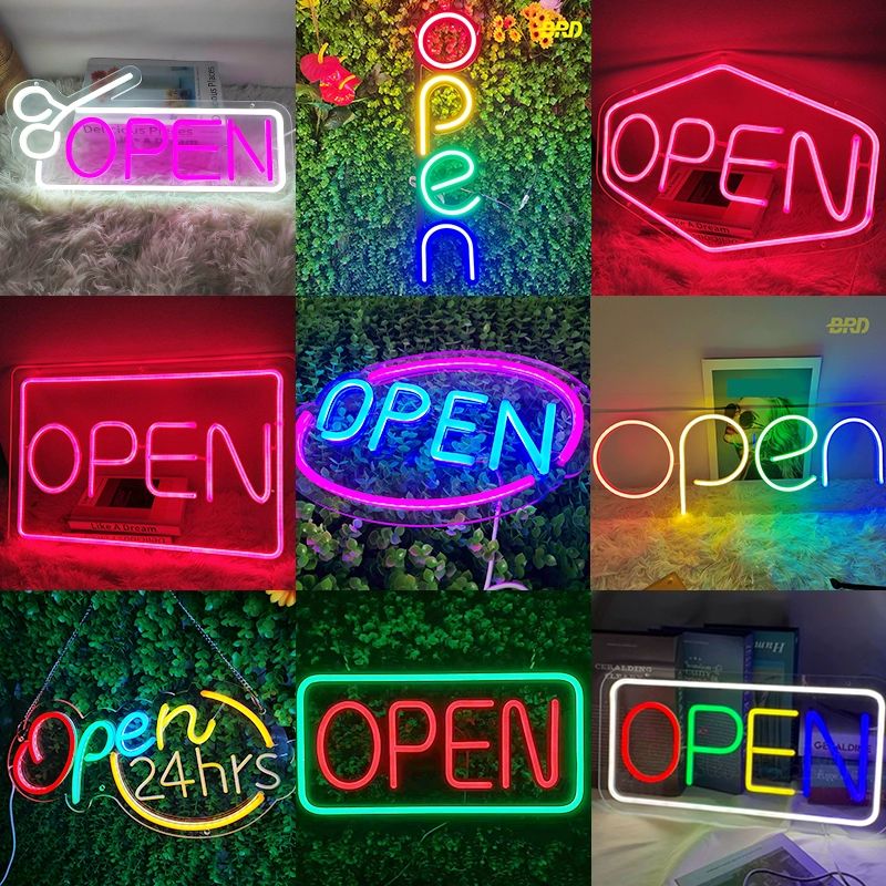 실내 LED간판 오픈 카페 커피숍 네온사인 안내판 타원형 OPEN1 30x20cm 5V - 상품 이미지