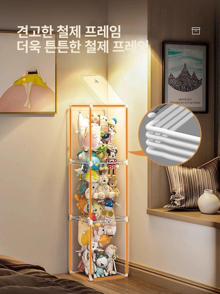 솜인형보관통 수납 상자 보관통 정리 원통 솜인형 원기둥 투명 형함 보관함 다용도 투명함 2단+3단 조명 포함 - 상세 이미지 3