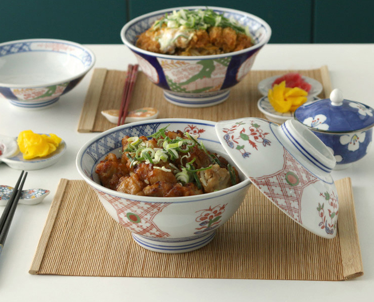 플라워 일본 돈부리 그릇 뚜껑 세트 도자기 공기 덮밥 우동 텐동 규동 - 상세 이미지 2