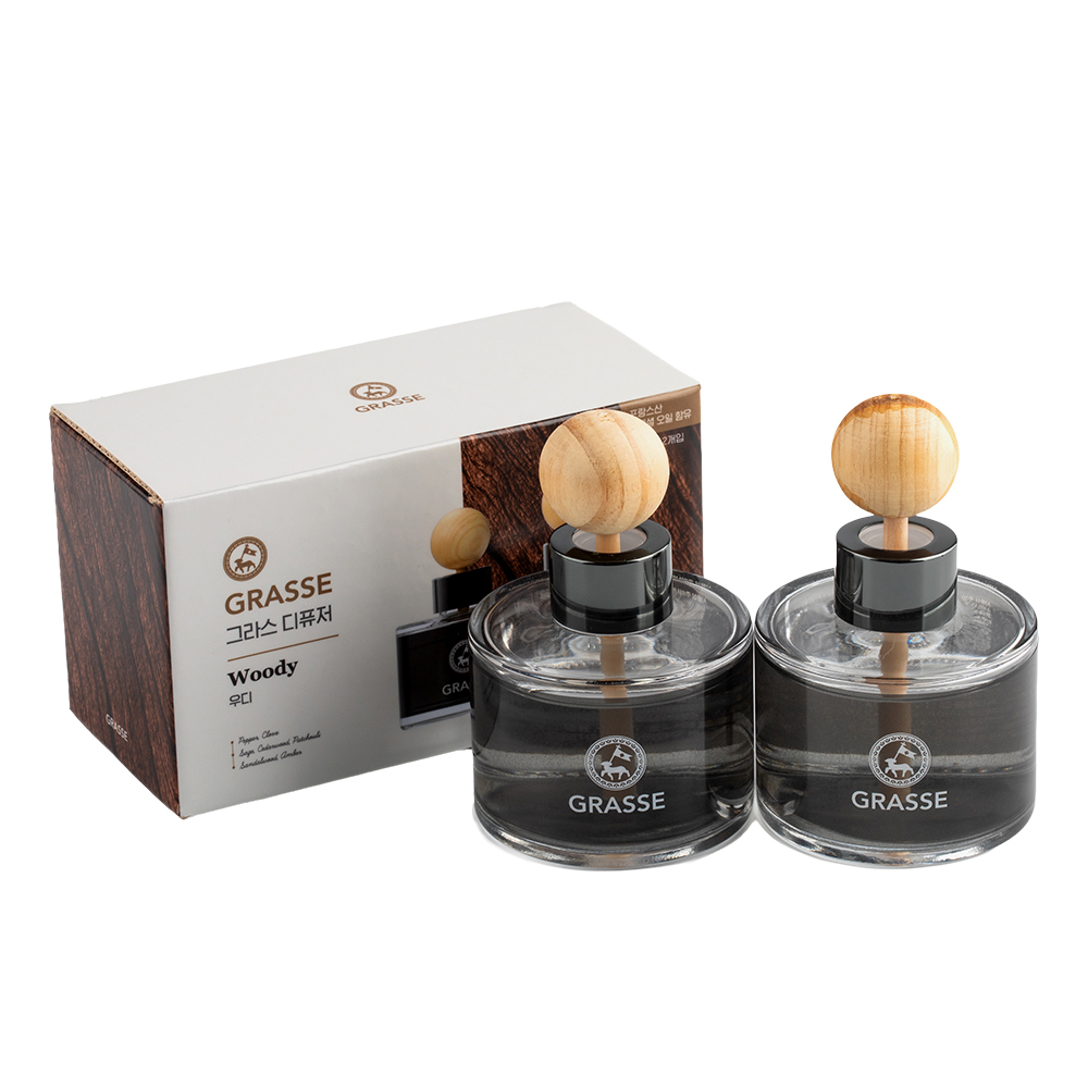 [불스원]그라스 차량용 방향제 디퓨저 세트 우디, 95ml, 2개