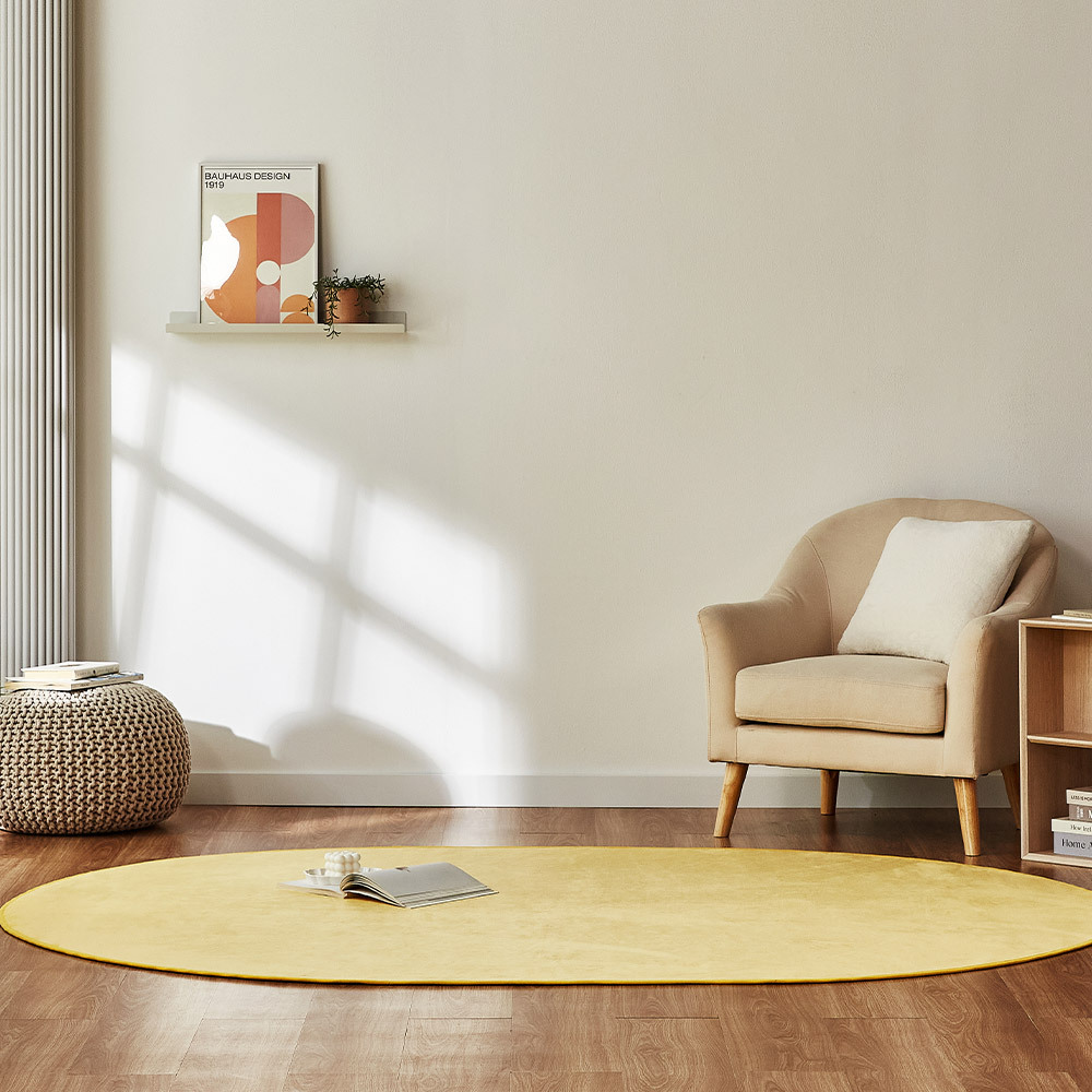 사은품행사중 퍼보 오피러스 방수 러그 발수 사계절 카페트 소파패드 엘로우, 타원형200x250