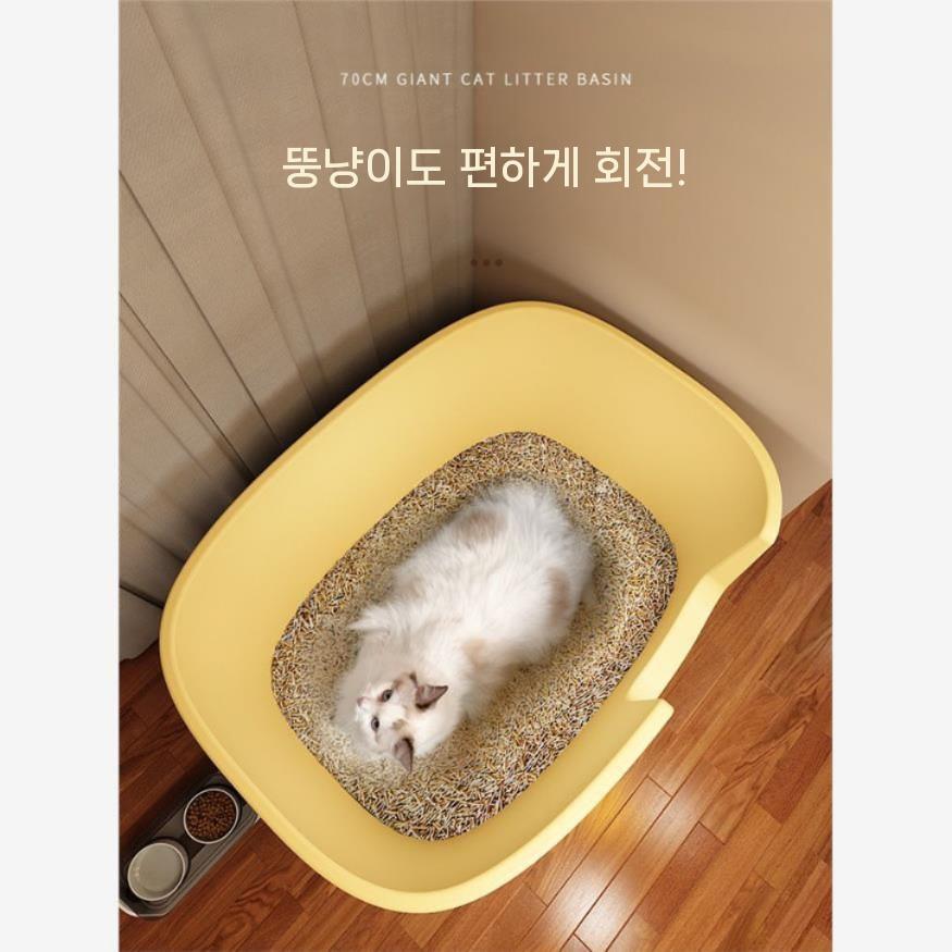 대형 고양이 밀폐형 배변통 냄새방지 특대형 화장실 후드형 라운드 그레이 - 상세 이미지 5