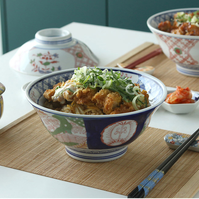 나무 일본 돈부리 그릇 뚜껑 세트 도자기 공기 덮밥 우동 텐동 규동 - 상세 이미지 4