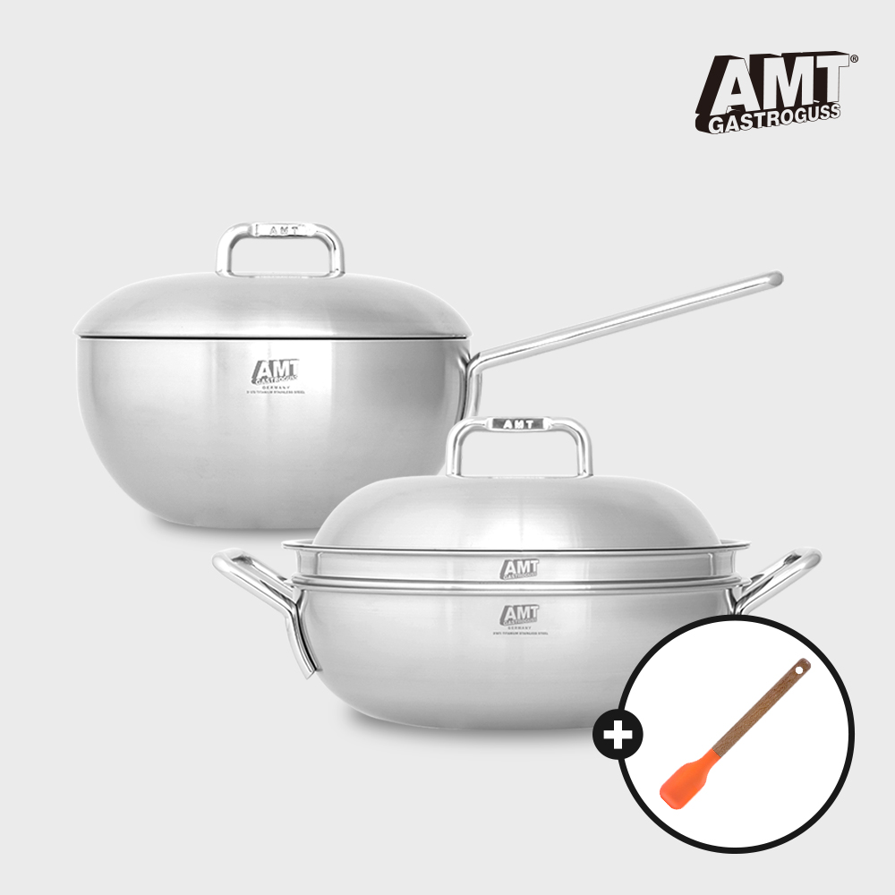 AMT 샤프 2종 세트(멀티웍 24cm, 파티웍 28cm)+사은품 미니스파츄라 오렌지