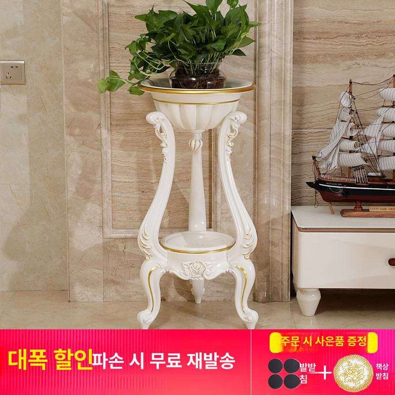 엔틱 미니콘솔 빈티지 프렌치 화이트 장식장 테이블 카키 56cm 원형 아이보리화이트 골드 - 상세 이미지 3