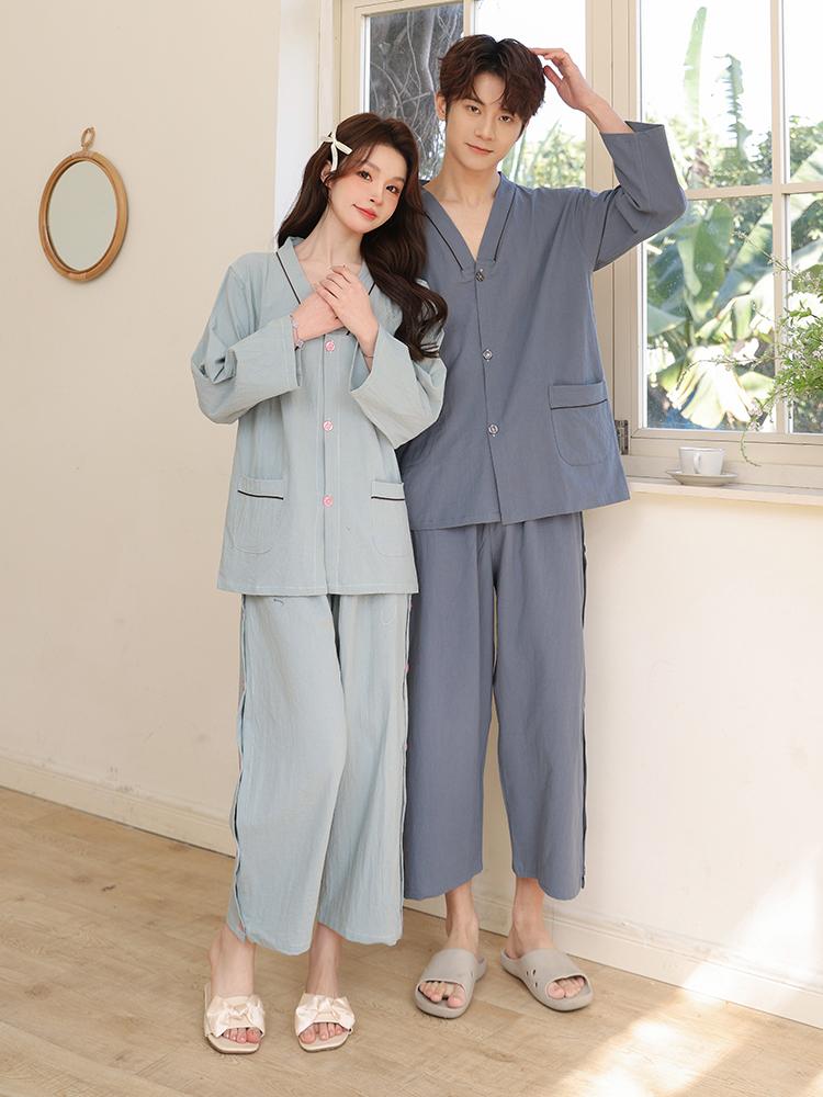 찜질복 숯가마 황토방 사우나 뜸복 한의원 순면 남성 블루 텍스처 코튼 XL - 상세 이미지 5
