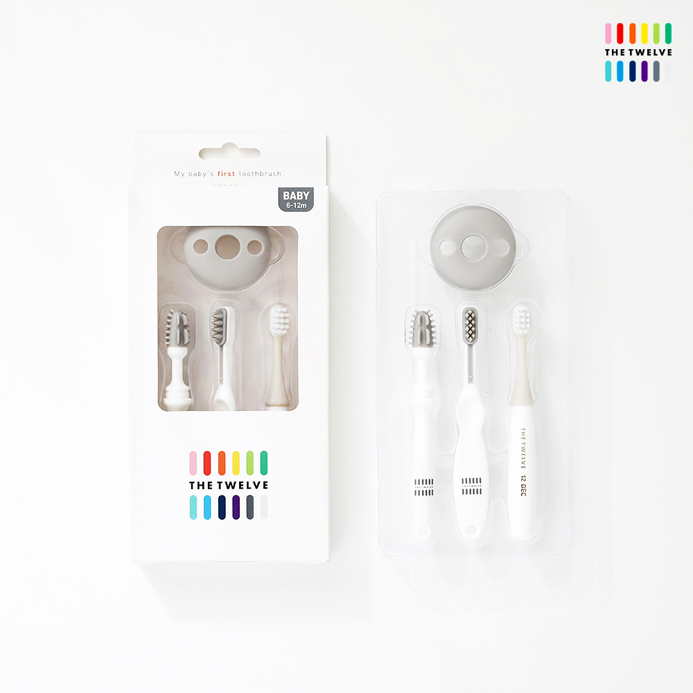 더트웰브 베이비 실리콘 1단계 유아 칫솔 돌아기 3p 6개월 step1