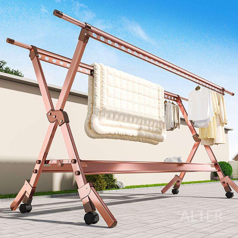 튼튼한 빨래 건조대 행거 주택 전원 야외 테라스 옥상 로즈골드-135-235cm - 상세 이미지 4