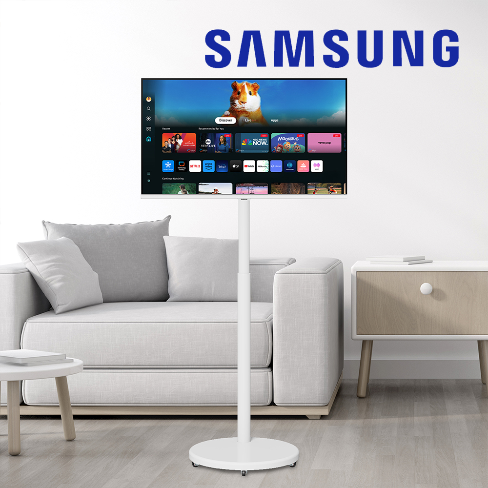 삼성 삼탠바이미 스마트TV IPTV M5+원터치 이동형 무빙 거치대 80.1cm(32인치), 화이트 이동식 스탠드