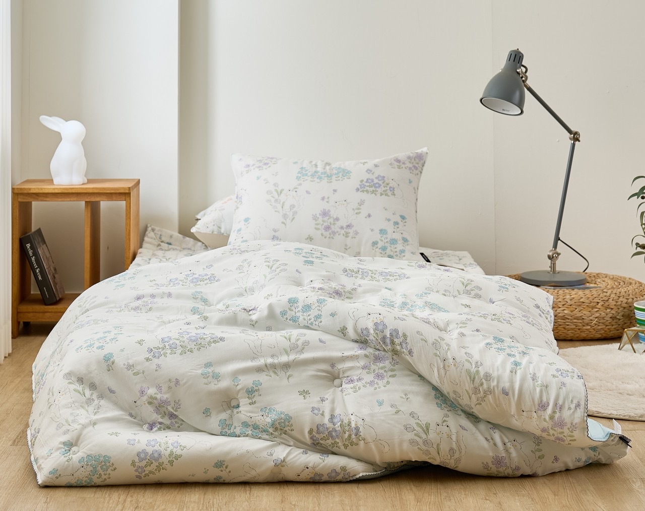 플라워 모달100% 차렵이불 2가지색상-SS,Q