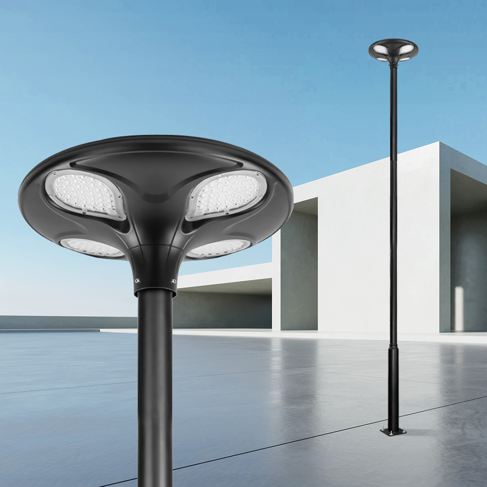밝은 태양광 가로등 UFO 태양열 공원 도로 주차장 가로등 LED 조명 강관주 기둥 4M - 메인 이미지