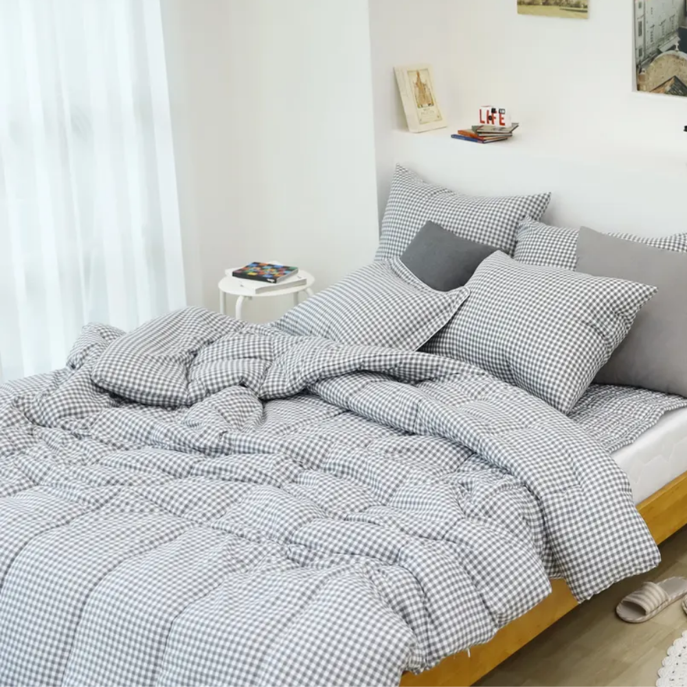 먼지없는 알러지케어 사계절 체크 가을 두꺼운 따뜻한 겨울 차렵이불 SS