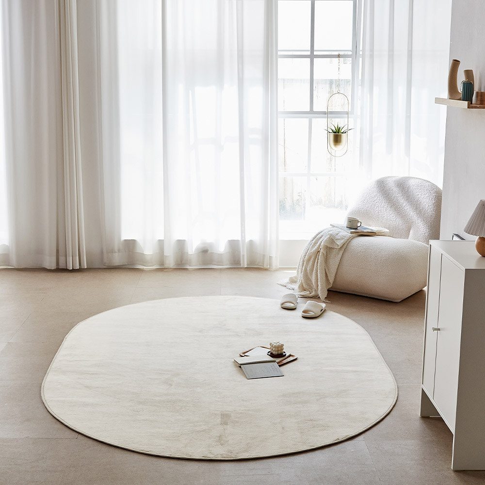 사은품행사중 퍼보 오피러스 방수 러그 발수 사계절 카페트 소파패드 아이보리, 타원형170x230