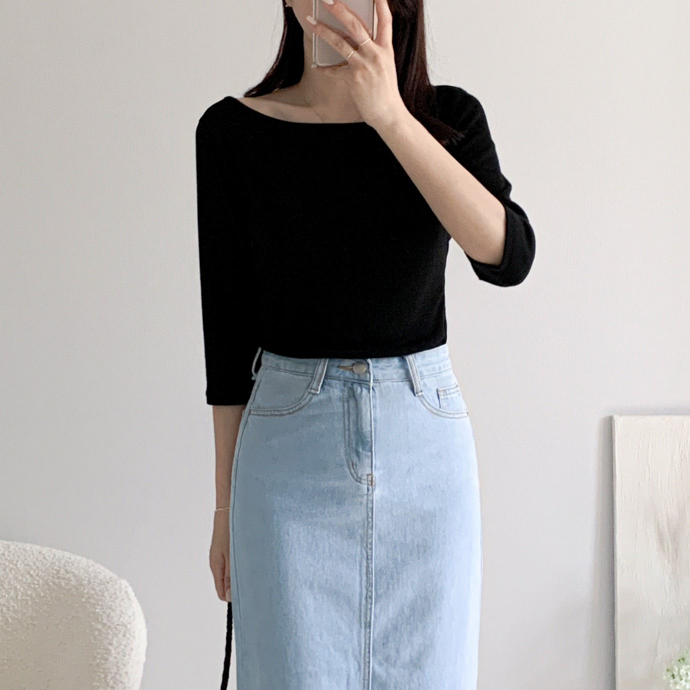 7부티셔츠 보트넥티셔츠 칠부티 이미지 3