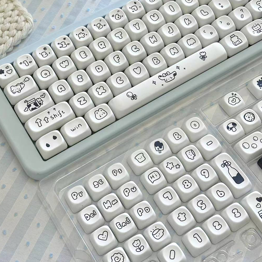 Soulcat PBT 기계식키보드 MOA 조약돌 예쁜 귀여운 염료승화 얼룩송아지 - 상세 이미지 3