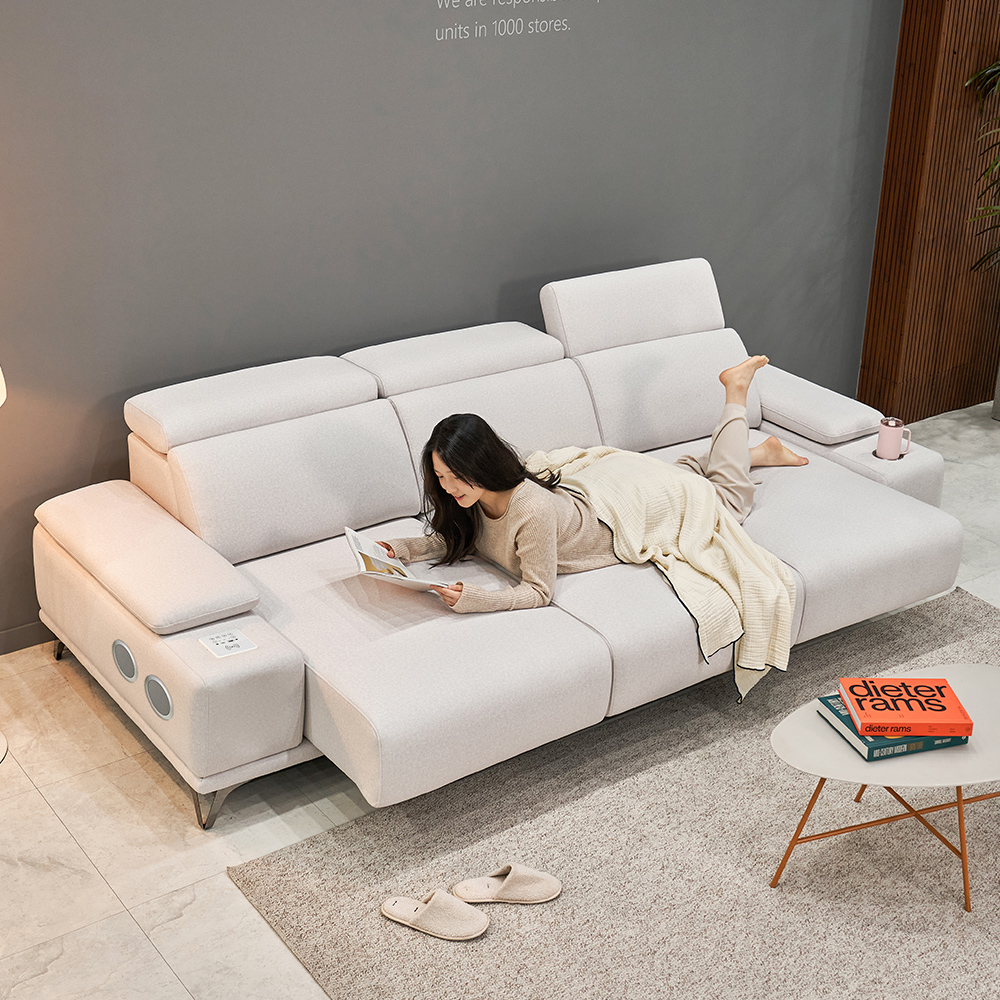 페다 무비 풀옵션형 아쿠아텍스 패브릭 슬라이딩 모션 무빙 리클라이너 소파 4인용