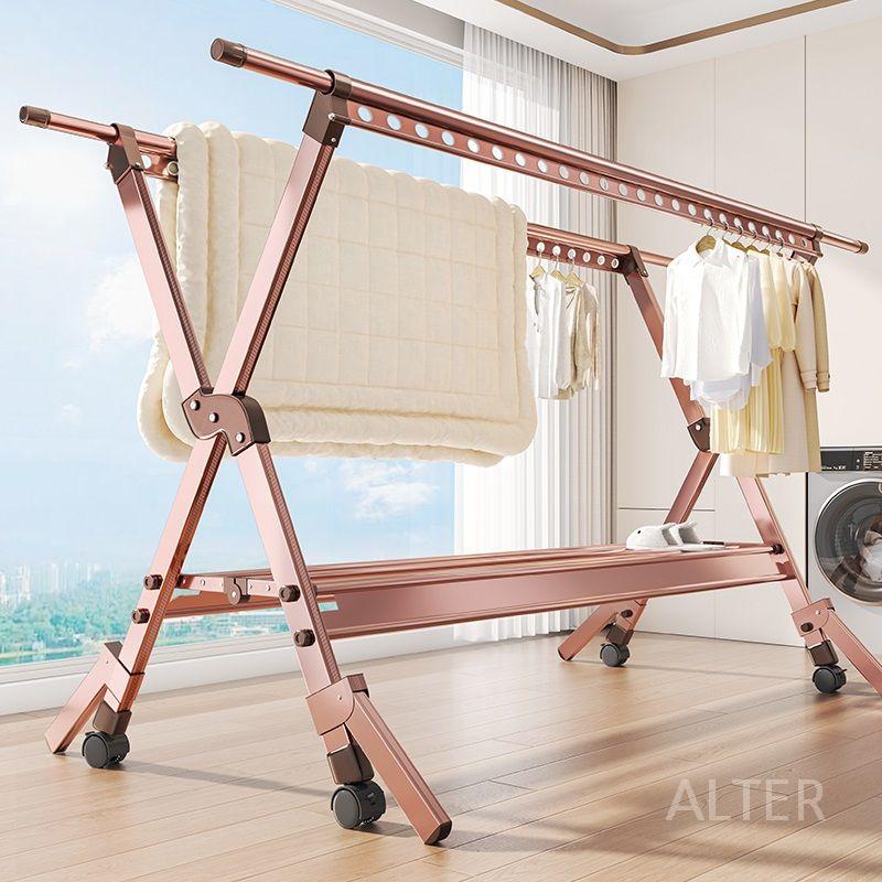 튼튼한 빨래 건조대 행거 주택 전원 야외 테라스 옥상 로즈골드-135-235cm - 상세 이미지 2