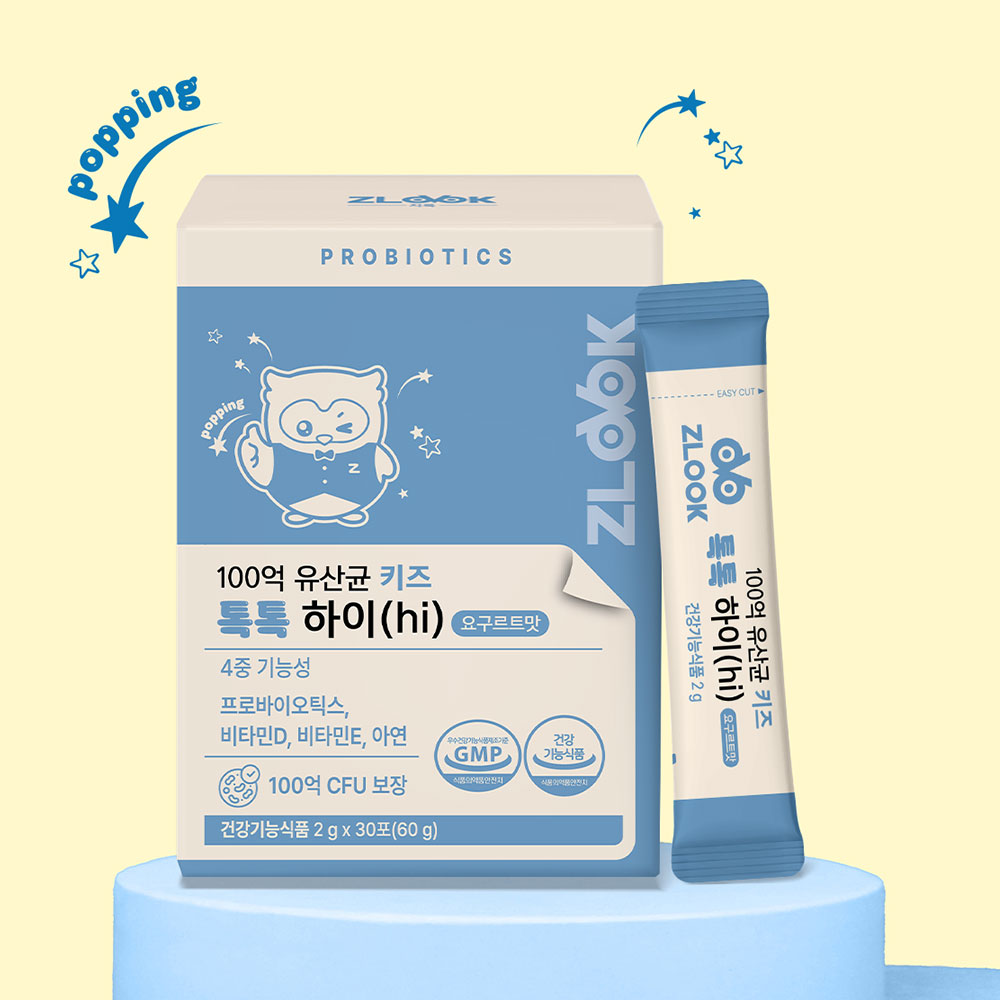 100억 유산균 키즈 톡톡하이 요구르트맛 프로바이오틱스 비타민D 아연 30포, 1개 - 상세 이미지 2