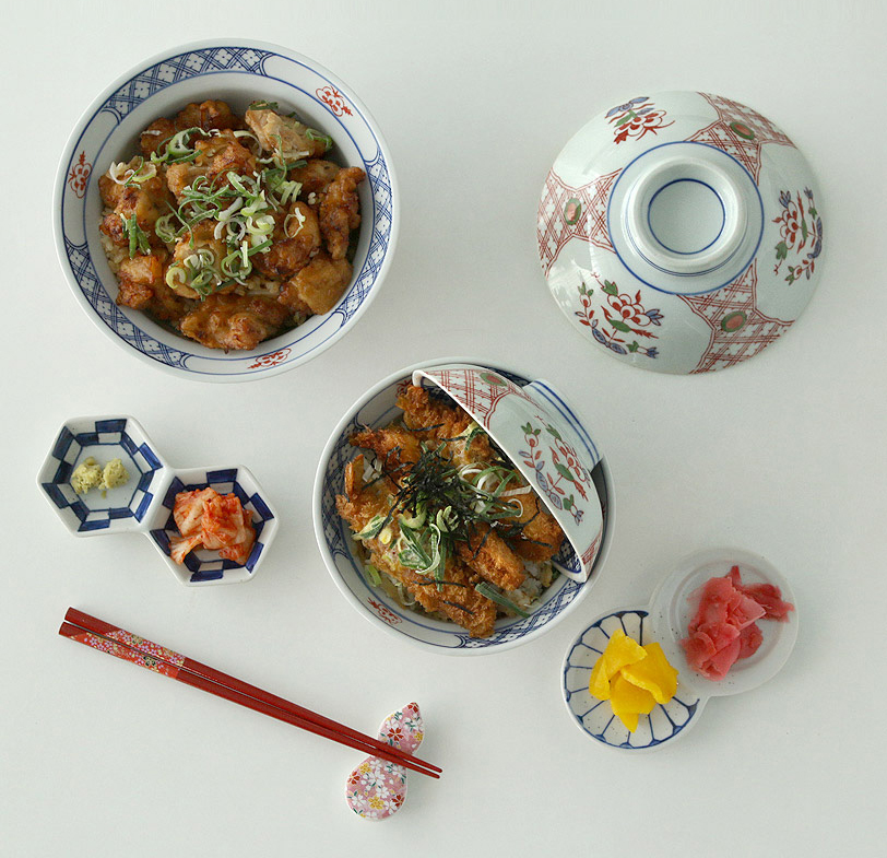 플라워 일본 돈부리 그릇 뚜껑 세트 도자기 공기 덮밥 우동 텐동 규동 - 상세 이미지 4