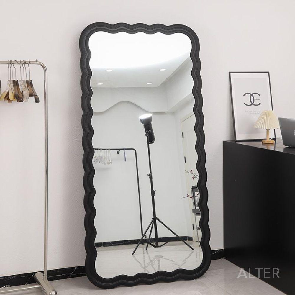 웨이브 전신거울 포토존 인테리어 블랙 60x170cm 클라우드 미러 - 상품 이미지