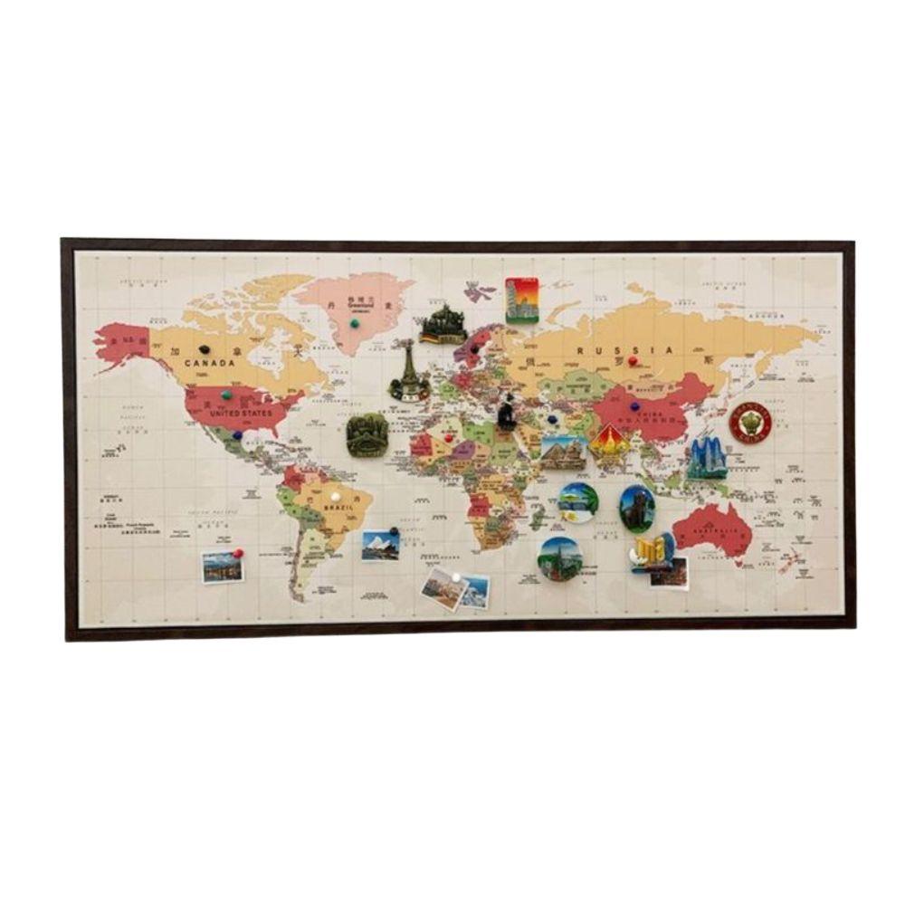 세계 지도 자석판 타공판 마그넷 대형 A 50x70cm+70x140cm 블랙 프레임 - 상세 이미지 2